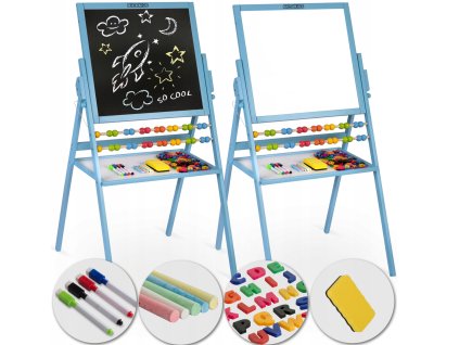 Magnetická/kriedová tabuľa pre deti s počítadlom WoodTable XL (Farba sivá)