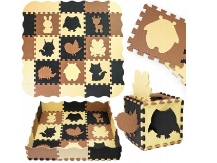 Penová podložka na hranie Puzzle - ZOO (Farba žltá)