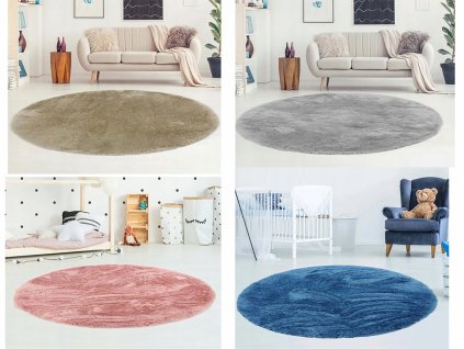 Mäkký  plyšový okrúhly koberec do detskej izby Home 120 x 120