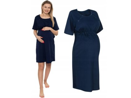 Tehotenská nočná košeľa do pôrodnice - modrá