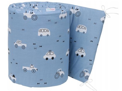 Mantinel do postieľky 360x30 Modré autíčka