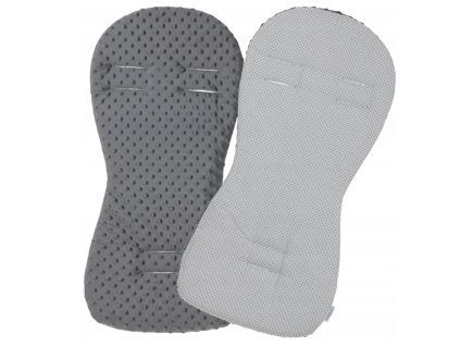 Obojstranná podložka do kočíka Minky - Sivá