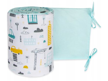 Mantinel do postieľky 360x30 tyrkysová stavba