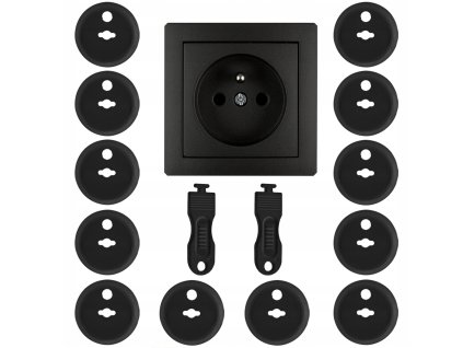 12321 zaslepka elektrickej zasuvky cierna 12 ks 2x klucik