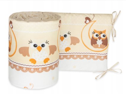 Mantinel do postieľky 360x30 Béžové sovičky