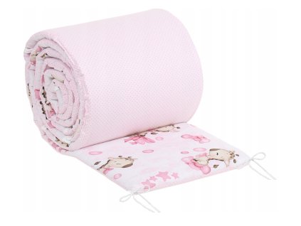 Mantinel do postieľky Baby 180x30 Girafee ružová žirafa