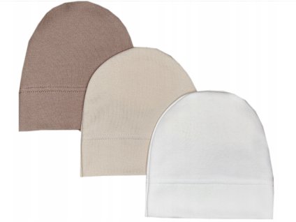 Detská bavlnená čiapka Baby 3ks (Farba béžová)
