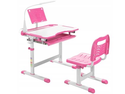 FunDesk Plus Kit rastúci stôl so stoličkou a lampičkou (Farba ružová)