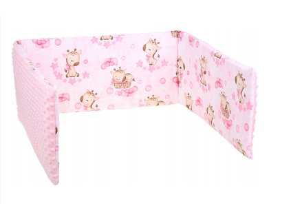 Mantinel do postieľky Minky Ružová-žirafa 180x30