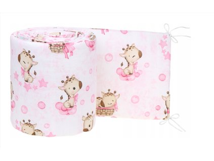 35747 mantinel do postielky 360x30 ruzova zirafa