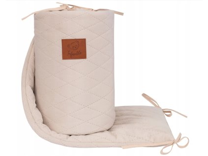 Prešívaný béžový mantinel do postieľky Infantilo 180x30