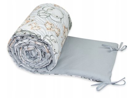 Mantinel do postieľky 360x30 sivý slonik