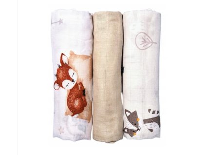 Mušelínové látkové plienky Premium 60x75 3v1 zvieratká