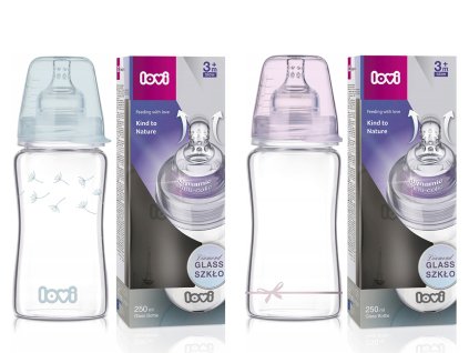 Sklenená fľaša Lovi Diamond Glass 250 ml 3m+