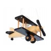 Stropná lampa do detskej izby Hellux Lietadlo drevená/čierna