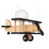 Stropná lampa do detskej izby Hellux Lietadlo drevená/čierna