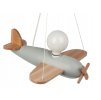 Stropná lampa do detskej izby Hellux II Lietadlo drevená/šedá