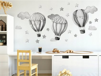 Detské samolepky na stenu Baloons Grey 100x90 cm
