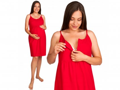 Tehotenská nočná košeľa do pôrodnice Mary červená