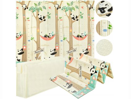 Összecsukható habszivacs játszószőnyeg gyerekeknek 197x177 Panda Park