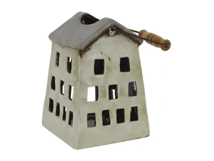 laterne haus graues dachhenkel keramik 14x14x205cm