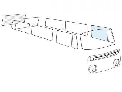 sklo předních dveří stahovací T2 8/67-10/79 L