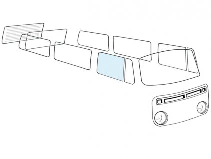 sklo předních dveří stahovací T2 8/67-10/79 P