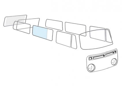 sklo boční střední 3/4 T2 8/67-10/79 L/P