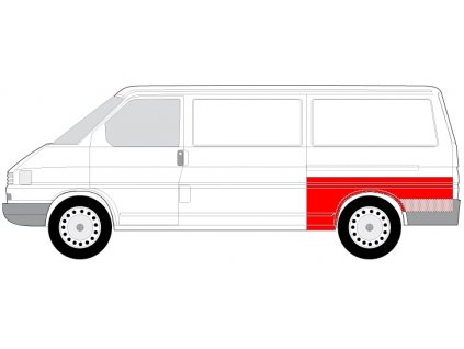 t4 blatník zadní dlouhá levý auto