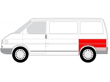 t4 blatník zadní krátký levý vyšší auto