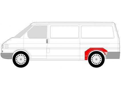 t4 blatník zadní levý dlouhý opravný díl auto