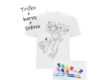 tričko hotové ash, pikachu, charmander