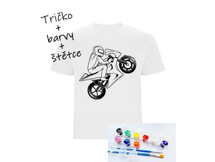 tričko hotové motorkář bílé