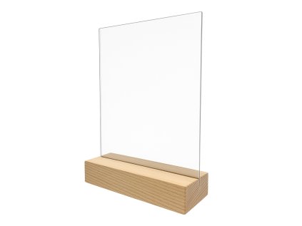 Stojan na letak A4 vertikalni plexi dřevo1