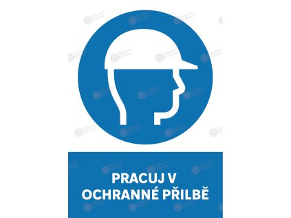 samolepka pracuj v ochranne prilbe