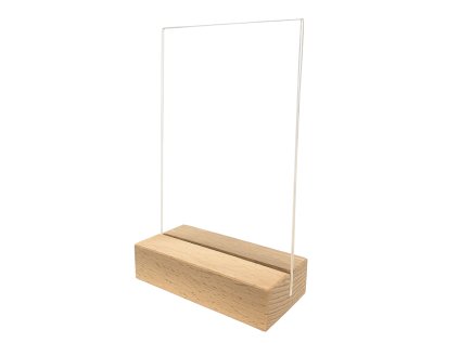 Stojan na letak A6 vertikalni plexi dřevo1