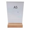 Stojan na leták A5 vertikální plexi dřevo1