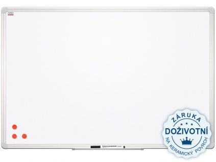 Bílá magnetická tabule 180x90cm s keramickým povrchem, Alu rám, doživotní garance