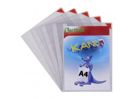 Kang Easy Clic - samolepicí kapsy, A4, nepermanentní, červené - 5 ks