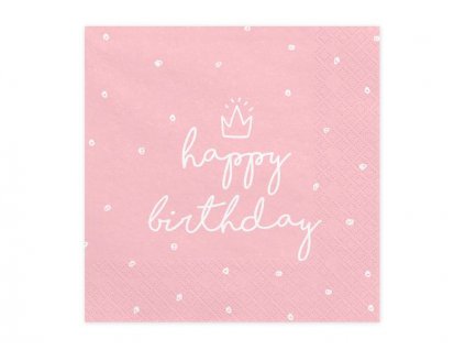 Papírové ubrosky Happy Birthday růžové