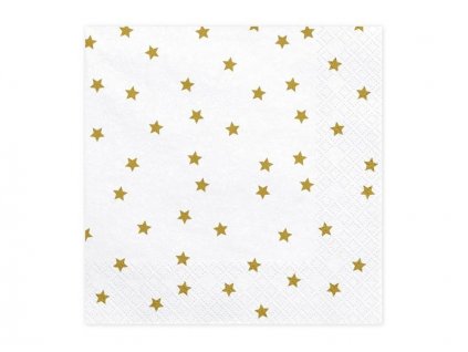 Papírové ubrousky bílé zlaté hvězdy