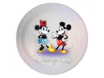 Papírové talířky Mickey a Minnie Mouse 100 let