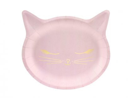 Papírové talířky kočka růžová