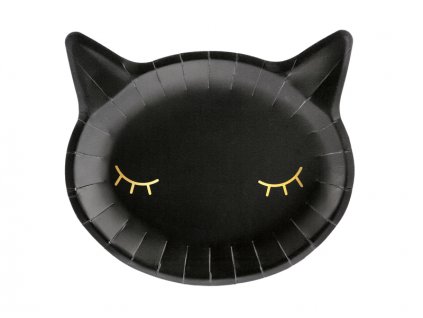 Papírové talířky kočka černá