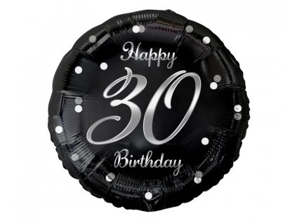 Fóliový balónek kruh černo stříbrný 30.narozeniny