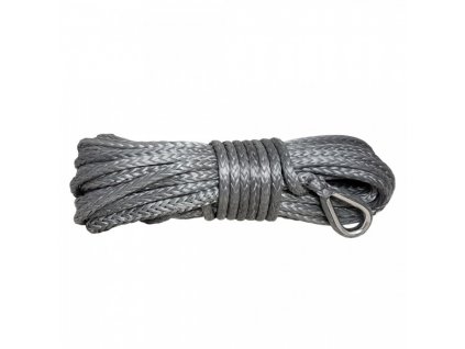 grey synthetic rope 10 mm x 28 m with thimble and hook mbl 105t