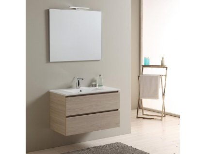 58400 kvstore berlin koupelnovy nabytek 80cm s keramickym umyvadlem a led lampou svetlehnedy dub