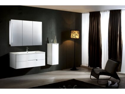 Hapa Design Paris hliníková zrkadlová skrinka 100 120cm, s LED osvetlením, biela 01