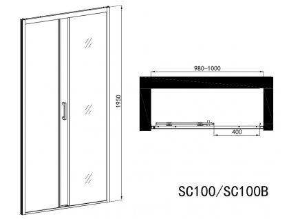 60218 1 sanotechnik soho elite black sprchove dvere sirka 100cm posuvne