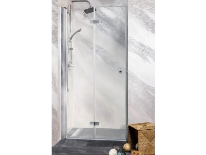 Sanotechnik Sanoflex Duet sprchové dveře, šířka 100cm, zalamovací + nástěnný profil (Šířka nástěnného profilu Šířka nástěnného porfilu 3,4 - 4,5 cm, Umístění dveří Pravé dveře)
